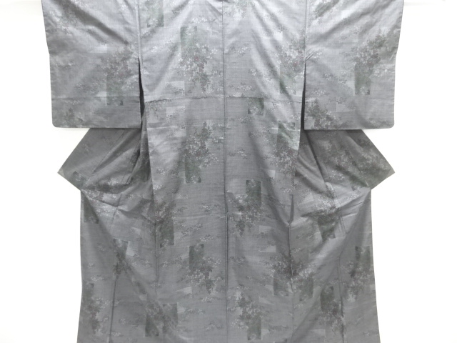 JAPANESE KIMONO / OSHIMA TSUMUGI (7 maruki) / WOVEN FLOWER & PLANT 